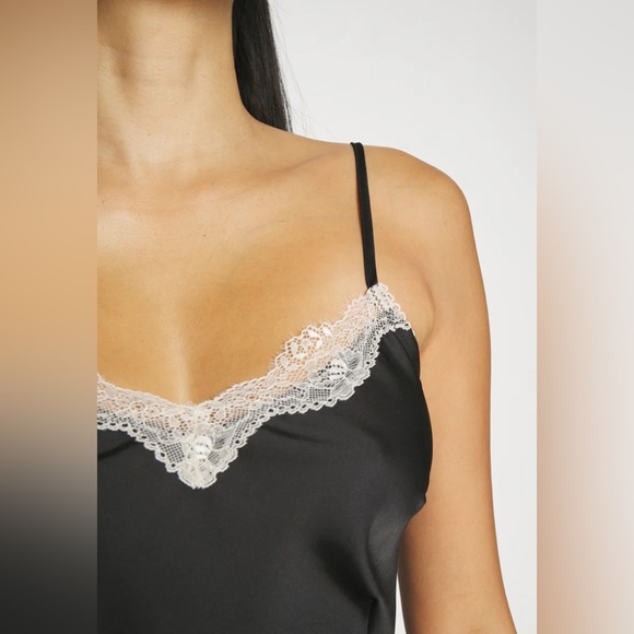 Victoria's Secret Tops - Victoria Secret Black Satin Lace Camisole Tank